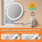 Auxmir 1X/30X Wall Mounted Lighted Makeup Mirror, Touch Dimmable 3 Color Lights - Image 6