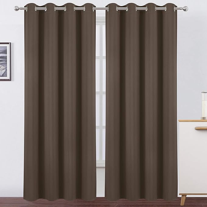 LEMOMO Chocolate Brown Thermal Blackout Curtains/52 x 84 Inch/Set of 2 Panels by Lemomo