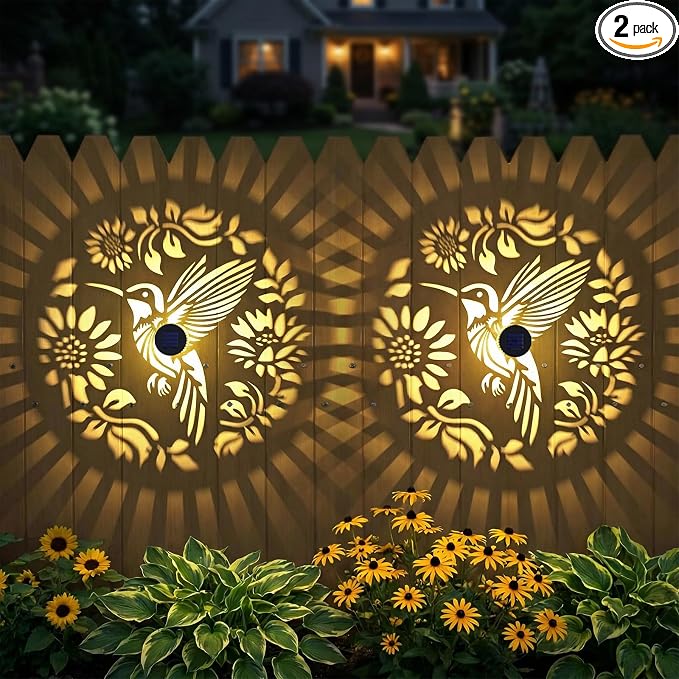 2 Pack Solar Fence Lights Metal Solar Powered Outdoor Wall Deck Step Lights by gardencave