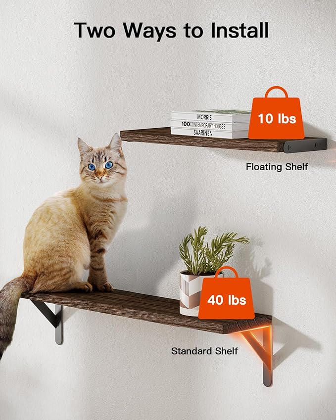 AMADA HOMEFURNISHING Long Wall Shelves, Rustic Farmhouse Style, Wood Floating - Image 5