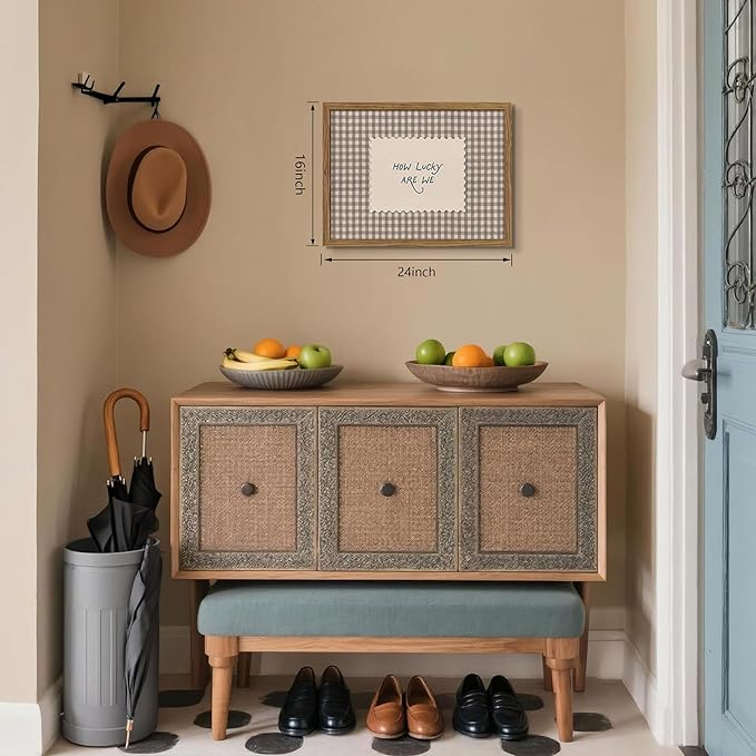How Lucky Are We Wall Art, Vintage Gingham Inspirational Canvas Wall Decor - Image 3