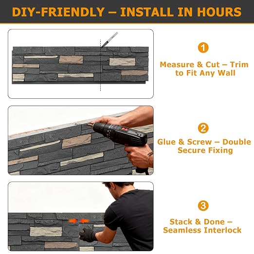 ROOMTEC 6-Packs Faux Stone Wall Covering Panels - Image 4