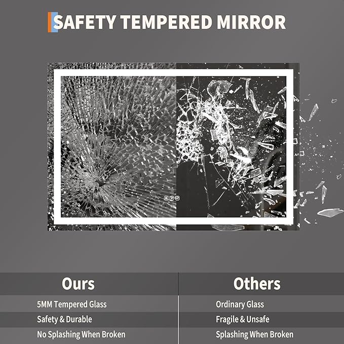GarveeHome 45x30 LED Bathroom Mirror - Image 5