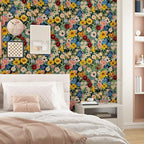 BOKEBEVE Extra Long Colorful Floral Peel and Stick Wallpaper Boho Leaf Contact - Image 2