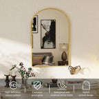 DUMOS Gold Metal Arch Vanity Rounded Rectangle Bathroom Mirrors - Image 2