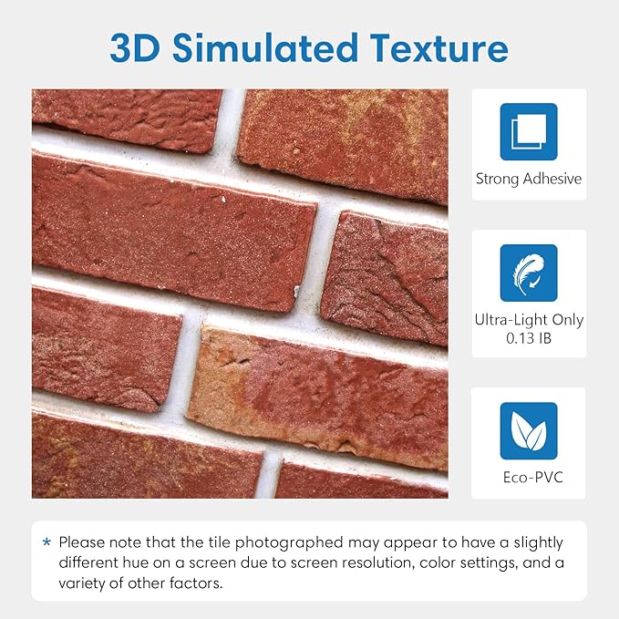 COMSTICKC 3D Faux Red Brick Wall Panel Peel and Stick, Small Brick, Ultra-Light - Image 3