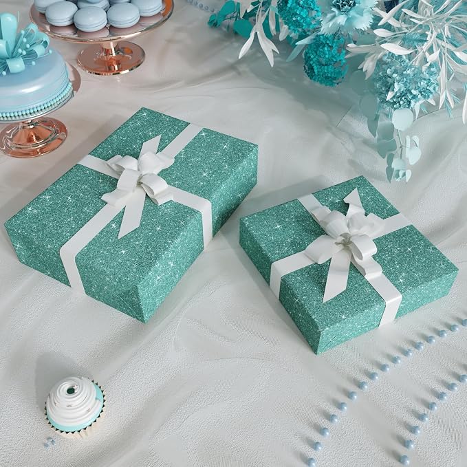 CRE8TIVE 8"x354" Light Teal Glitter Wallpaper Border Peel and Stick Wall Border - Image 7