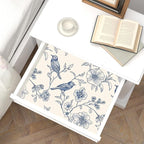Beige Wallpaper Peel and Stick Blue Floral Bird Vintage Contact Paper 17.5" x - Image 4