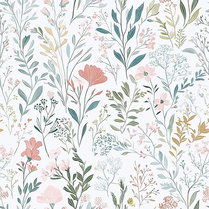 Froluya Floral Peel and Stick Wallpaper Boho Floral Contact Paper 16.9" x by Froluya