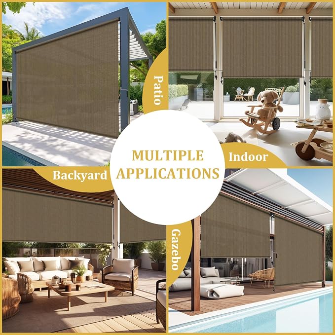 Shade&Beyond Custom Size Outdoor Roller Shades Cordless Patio Roll Up Blinds - Image 9