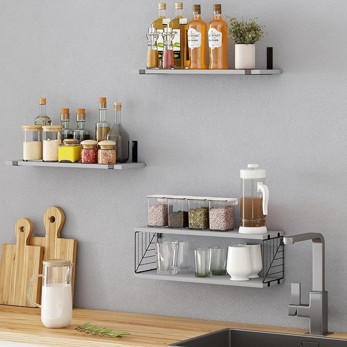 Fixwal 3+1 Tier Bathroom Floating Shelves Over Toilet, 15.8in Farmhouse Rustic - Image 7