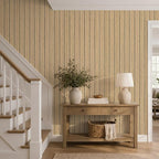 VEELIKE Tan Birch Slat Wall Panels Peel and Stick 3D Wood Grain Wall Panel - Image 2