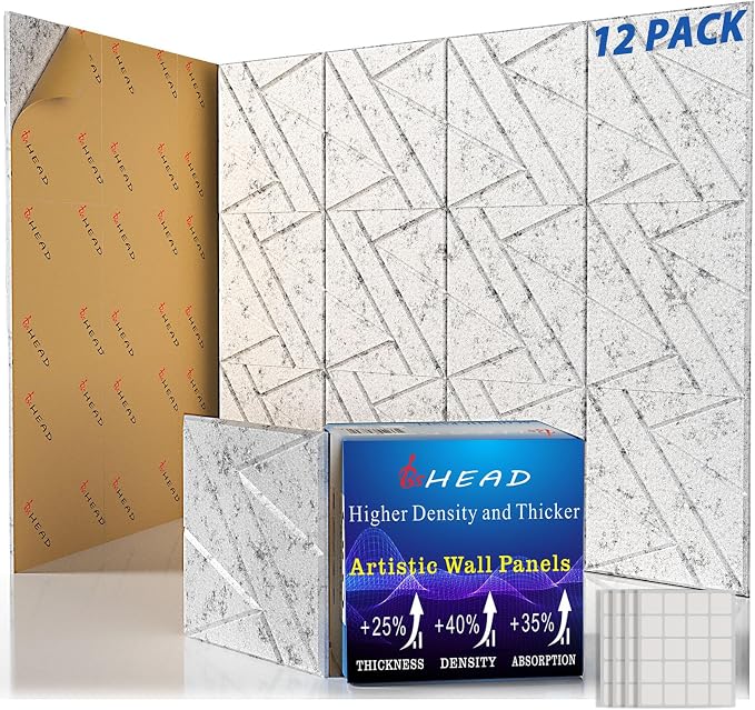 12 Pack Self-Adhesive Soundproof Wall Panels, 1.2lb/ft³ High Density, Thicker by Staytunedforournewproduct