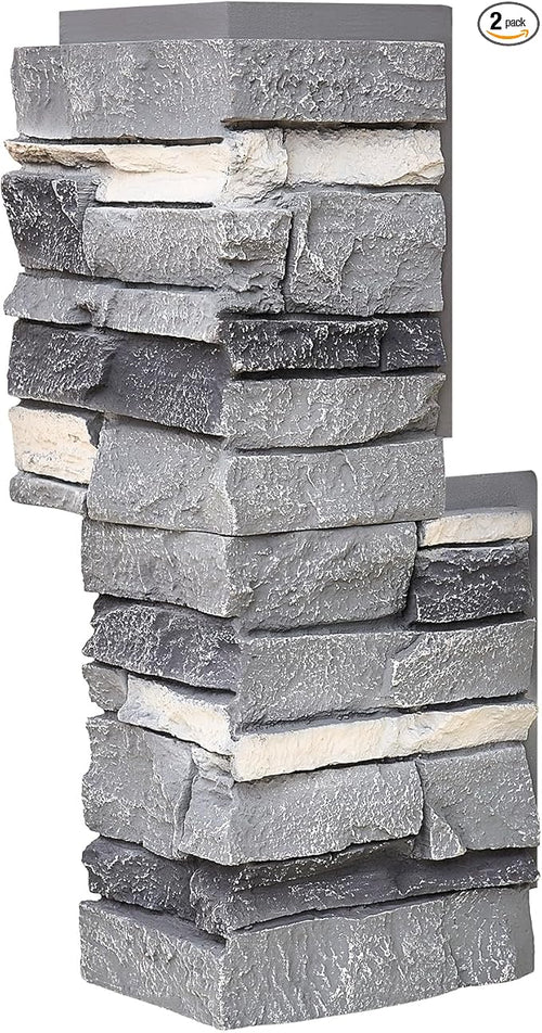 1.77 Inch Deep 3D Faux Stone Corner Panels Matching 2 Piece Set by Wallwell