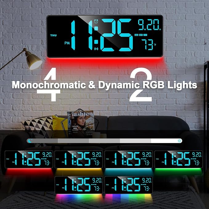 XREXS 16.3" Bluetooth Large Digital Wall Clock - Image 4