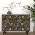 Boho Wallpaper Peel and Stick, Vintage Blue Yellow Floral Contact Paper - Image 3