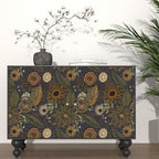 Boho Wallpaper Peel and Stick, Vintage Blue Yellow Floral Contact Paper 17.5" x - Image 3