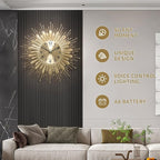Gold Wall Clock 23 Inch Sunburst，Mid Century Decorative Wall Clocks Battery - Image 6