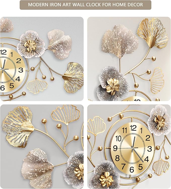 Clocks for Living Room, Large Wall Clock, 3D Silent Wall Clock, Retro Metal - Image 6
