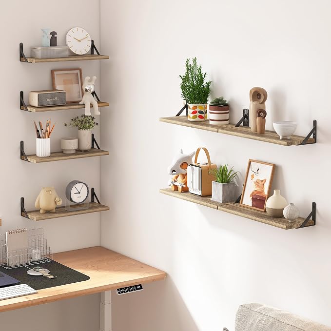 Fixwal Shelves for Room Wall, Width 4.7in Rustic Wood Wall Storage, Floating - Image 6