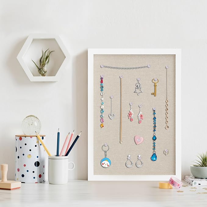 DAHAPYBOO Cork Board with Linen White, Bulletin Board 17"x12" Hanging Corkboards - Image 6