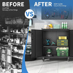 Metal Storage Cabinet with Wheels, Lockable Garage Storage Cabinet with Doors - Image 6