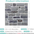 Commomy 10 Pcs 3D Faux Stone 3D Wall Panels 11.8'' x 11.8'' Ultralight PVC - Image 7