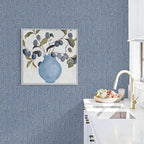 Grasscloth Peel and Stick Wallpaper Blue Contact Paper 15.7inch x 118.1inch - Image 3