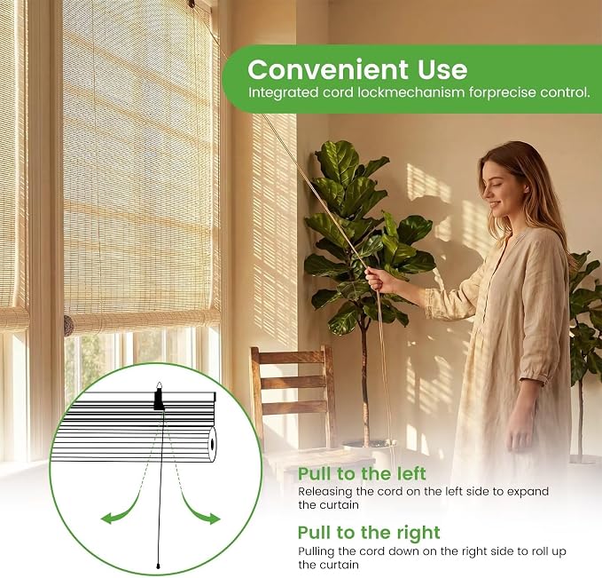 Bamboo Blinds, Custom Sizes Roller Shades - Image 5