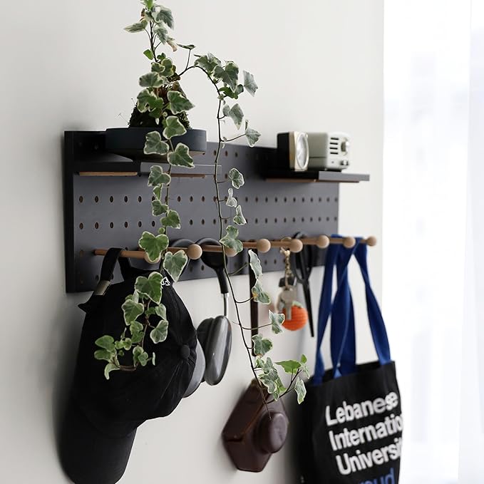 Wooden Pegboard Accessories Set: Modular Wall Hooks & Shelf by CreatedOn2005