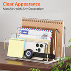 FUCDTEFC Desk Mail Organizer, 3 Section Clear Acrylic File Holder Letter - Image 6