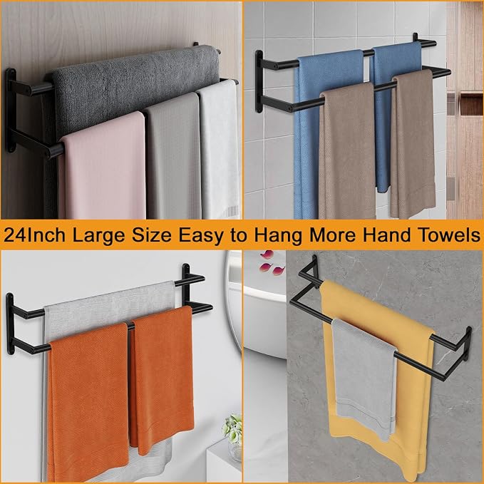 Double Towel Bar, 24Inch Towel Rack - Image 8