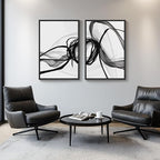 Large Framed Black and White Abstract Wall Art - Image 8