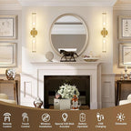 Morauroral Gold Battery Operated Wall Sconces Set of 2, Rechargeable Wall Lights - Image 2