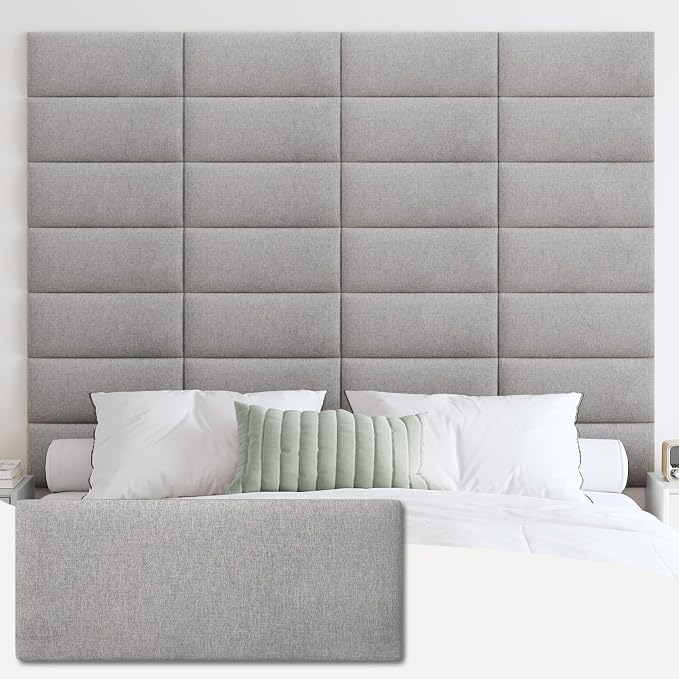 IFNOW Upholstered Wall Mounted Headboard, 3D Soundproof Wall Panels Peel and by IFNOW