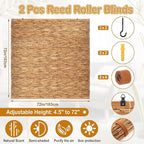 DoubleFill 2 Pcs Bamboo Shades Outdoor Reed Roll Up Blinds 72" W x 72" H - Image 2