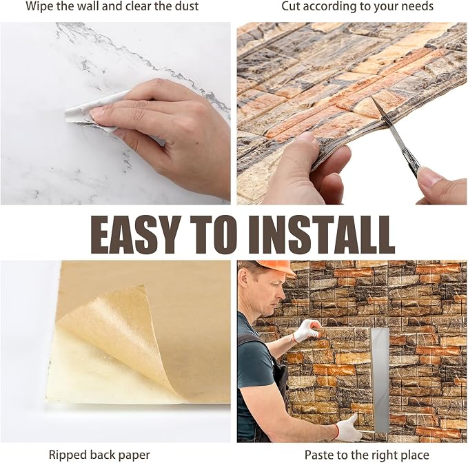 Tinlade 30 Pcs 28.81 Sq ft 3D Wall Panels Peel and Stick Foam Brick Wallpaper - Image 5