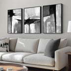 Framed Black and White Gray Modern Abstract Wall Art, Minimalist Art Prints - Image 2