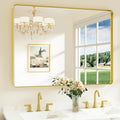 Keonjinn Gold Bathroom Vanity Mirror 48 x 36 Inch Large Rounded Rectangle by Keonjinn