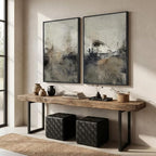 Large Framed Neutral Abstract Wall Art Set of 2 - Image 2