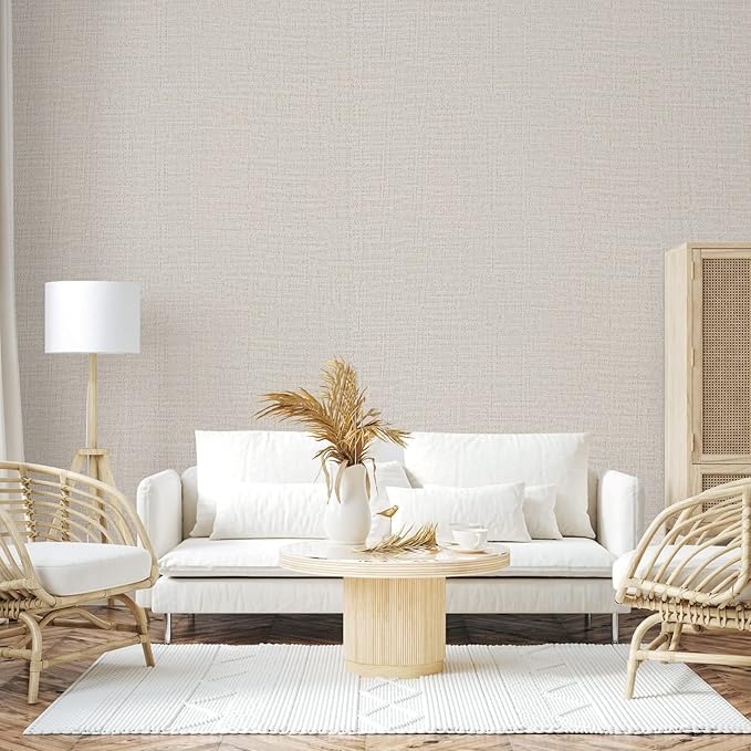 TANONE Contact Paper Peel and Stick, Grasscloth Wallpaper Self Adhesive - Image 2