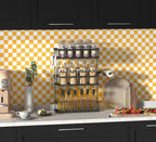 Modern Peel and Stick Wallpaper Orange and White Mosaic Checkered Contact Paper - Image 2