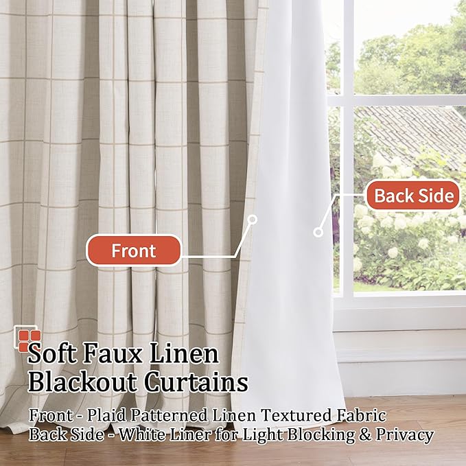 Lajode Linen Blackout Curtains 63 Inches Long - Image 3
