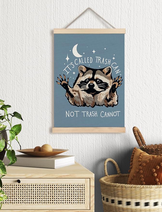 Foritho Funny Motivational Raccoon Meme Poster Wall Art Framed - Image 2
