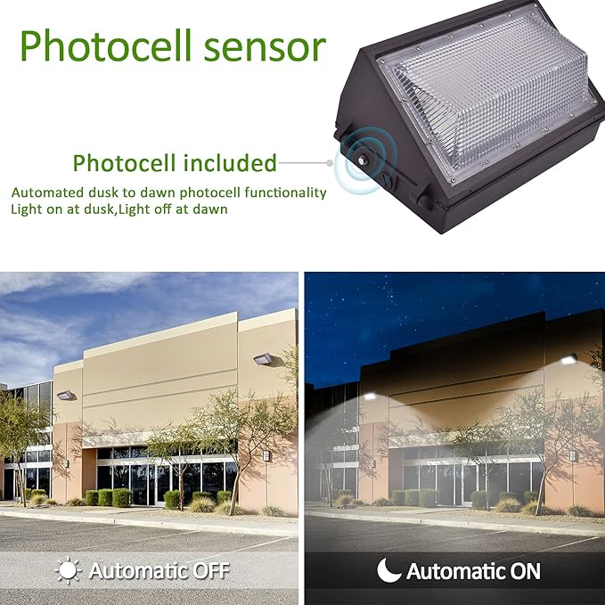 LED Wall Pack Light with Dusk to Dawn Photocell, 80W 10500LM 5000K Daylight - Image 3
