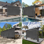 6'W x 8'H Gray Patio Shades Roll up Outdoor Roller Shade Crank Wand Blind - Image 5