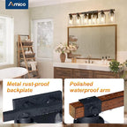Amico Farmhouse Bathroom Vanity Light Fixtures, Rustic 6-Light Industrial - Image 5