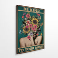 DIHSIEG Floral Canvas Wall Art Be Kind to Your Mind Vintage Poster Rimless by DIHSIEG