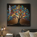 Framed Square Tree of Life Wall Art, Modern Contemporary Tree Painting Prints by Cuspin
