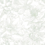 Ismoon Large Floral Peel and Stick Wallpaper Boho White and Green Contact Paper by Ismoon